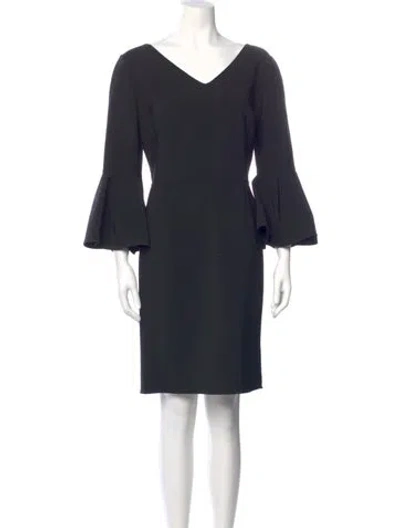 Pre-owned Carolina Herrera Virgin Wool Knee-length Dress In Blue