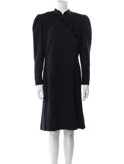 Pre-owned Carolina Herrera Virgin Wool Knee-length Dress In Blue