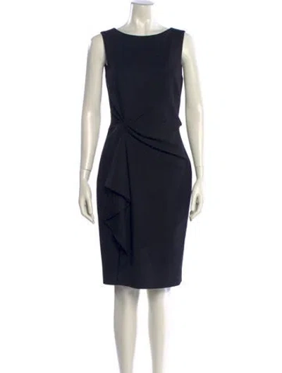 Pre-owned Carolina Herrera Virgin Wool Knee-length Dress In Blue