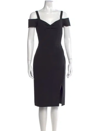 Pre-owned Carolina Herrera Virgin Wool Knee-length Dress In Blue