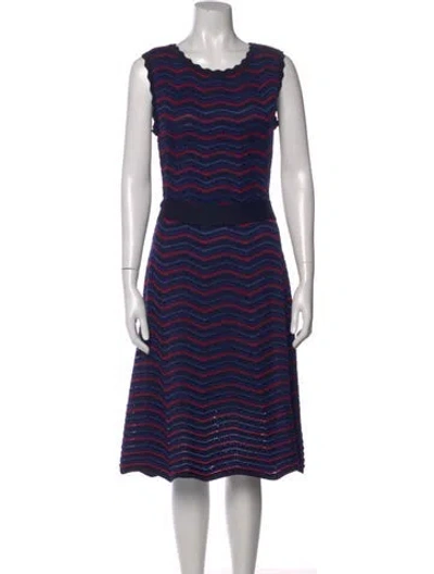 Pre-owned Carolina Herrera Virgin Wool Knee-length Dress In Blue