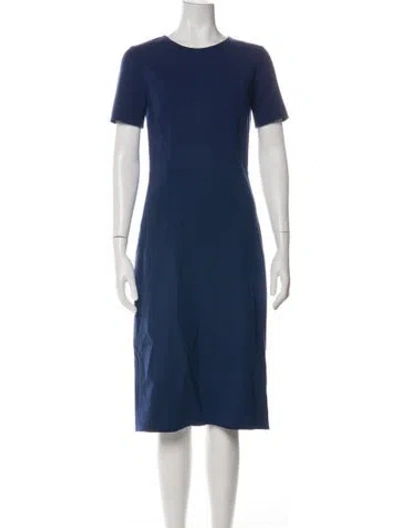 Pre-owned Carolina Herrera Virgin Wool Knee-length Dress In Blue