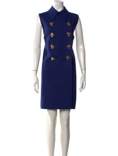 Pre-owned Carolina Herrera Virgin Wool Knee-length Dress In Blue