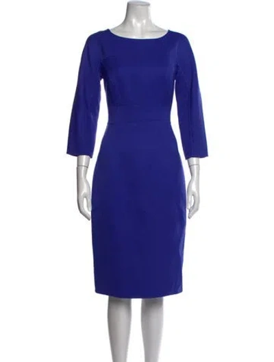 Pre-owned Carolina Herrera Virgin Wool Knee-length Dress In Blue