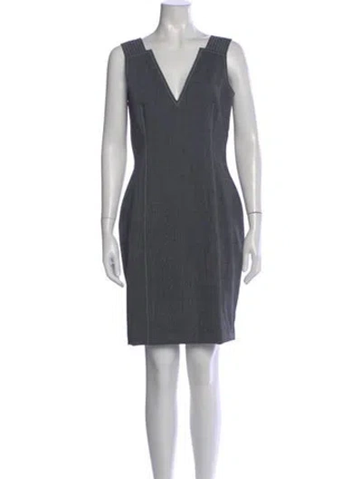 Pre-owned Carolina Herrera Virgin Wool Knee-length Dress In Gray