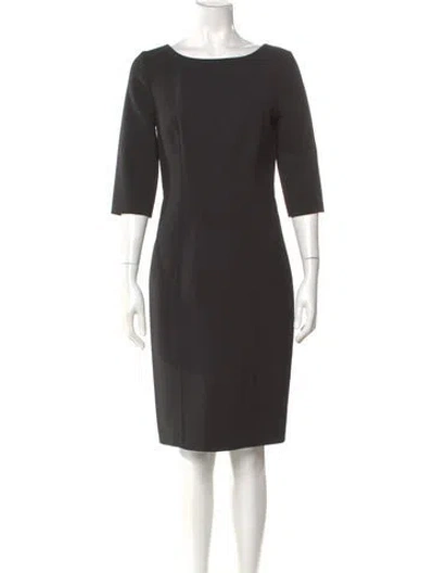 Pre-owned Carolina Herrera Virgin Wool Knee-length Dress In Gray