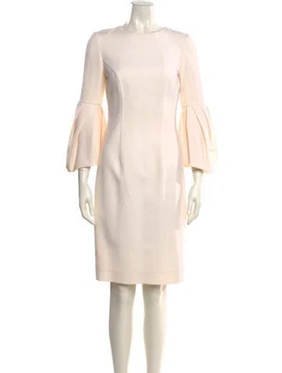 Pre-owned Carolina Herrera Virgin Wool Knee-length Dress In Neutral