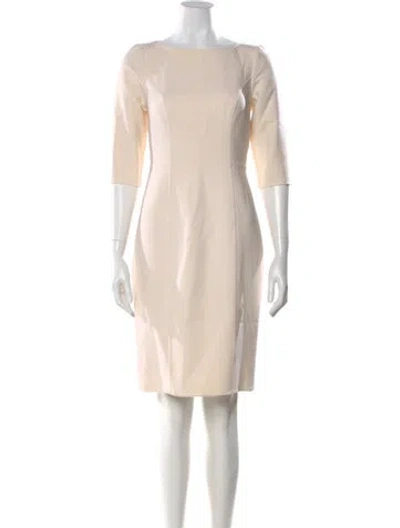 Pre-owned Carolina Herrera Virgin Wool Knee-length Dress In Neutral