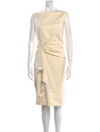 Pre-owned Carolina Herrera Virgin Wool Knee-length Dress In Neutrals