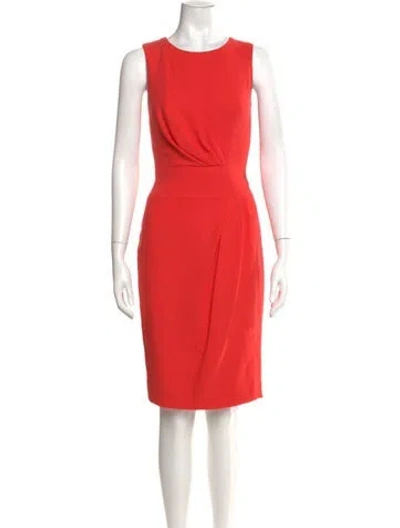 Pre-owned Carolina Herrera Virgin Wool Knee-length Dress In Orange