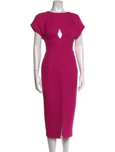 Pre-owned Carolina Herrera Virgin Wool Knee-length Dress In Pink
