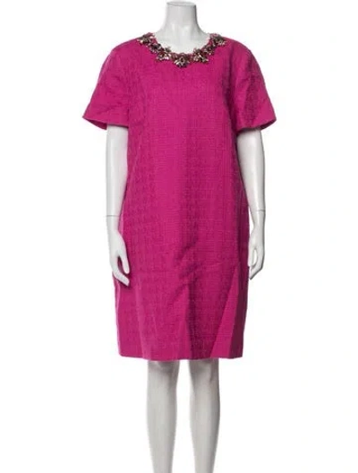 Pre-owned Carolina Herrera Virgin Wool Knee-length Dress In Pink