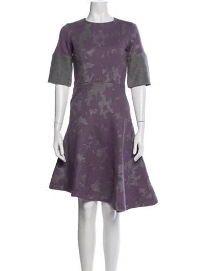 Pre-owned Carolina Herrera Virgin Wool Knee-length Dress In Purple