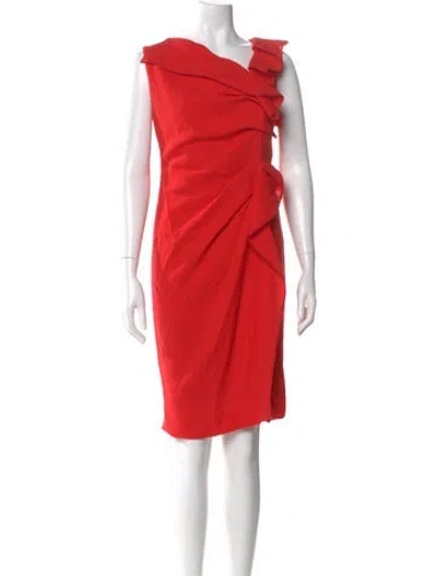 Pre-owned Carolina Herrera Virgin Wool Knee-length Dress In Red