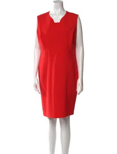 Pre-owned Carolina Herrera Virgin Wool Knee-length Dress In Red