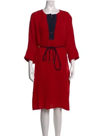 Pre-owned Carolina Herrera Virgin Wool Knee-length Dress In Red