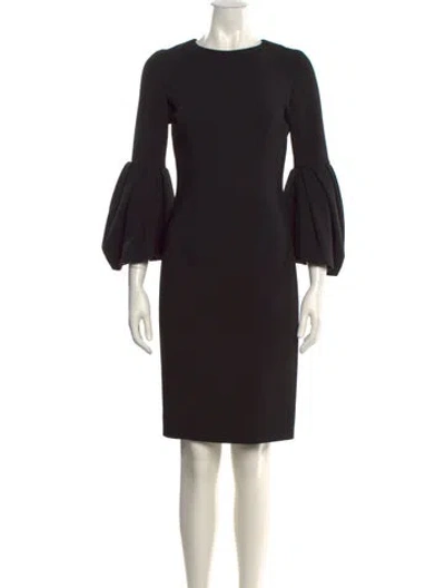 Pre-owned Carolina Herrera Virgin Wool Knee-length Dress W/ Tags In Black