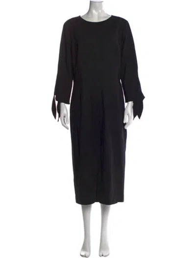 Pre-owned Carolina Herrera Virgin Wool Knee-length Dress W/ Tags In Black