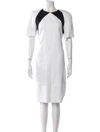 Pre-owned Carolina Herrera Virgin Wool Knee-length Dress In White
