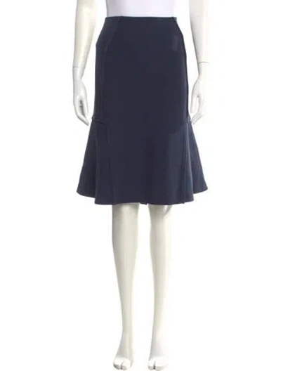 Pre-owned Carolina Herrera Virgin Wool Knee-length Skirt In Blue