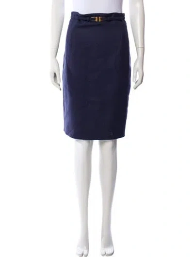 Pre-owned Carolina Herrera Virgin Wool Knee-length Skirt In Blue