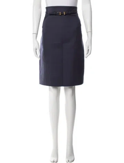 Pre-owned Carolina Herrera Virgin Wool Knee-length Skirt In Blue