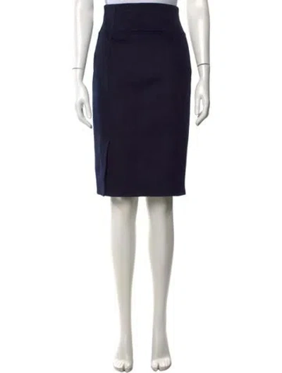 Pre-owned Carolina Herrera Virgin Wool Knee-length Skirt In Blue