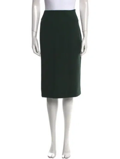 Pre-owned Carolina Herrera Virgin Wool Knee-length Skirt In Green