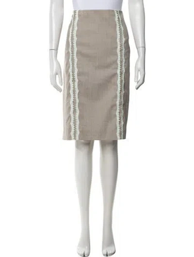 Pre-owned Carolina Herrera Virgin Wool Knee-length Skirt In Neutrals