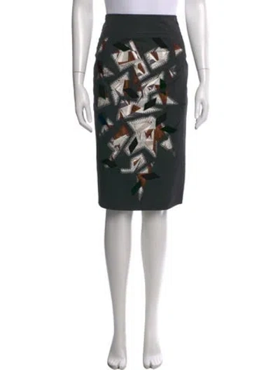 Pre-owned Carolina Herrera Virgin Wool Knee-length Skirt W/ Tags In Black