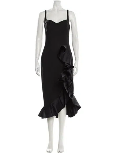 Pre-owned Carolina Herrera Virgin Wool Long Dress W/ Tags In Black