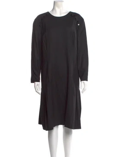 Pre-owned Carolina Herrera Virgin Wool Midi Length Dress In Black
