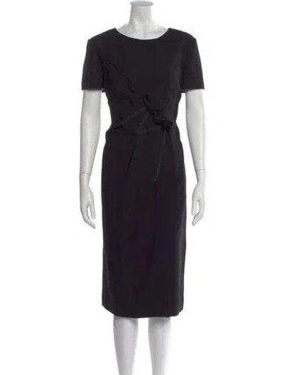 Pre-owned Carolina Herrera Virgin Wool Midi Length Dress In Black