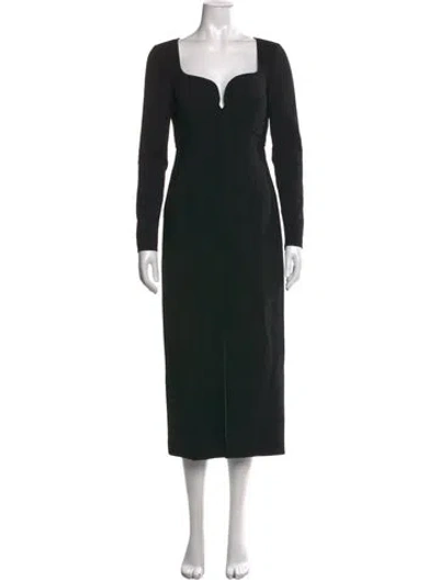 Pre-owned Carolina Herrera Virgin Wool Midi Length Dress In Black