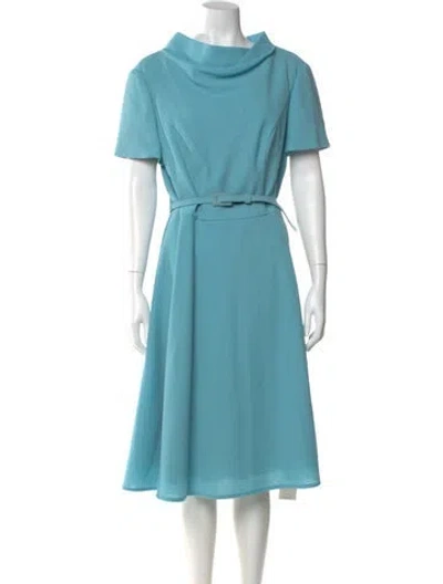 Pre-owned Carolina Herrera Virgin Wool Midi Length Dress In Blue