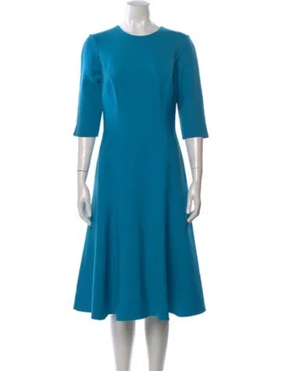 Pre-owned Carolina Herrera Virgin Wool Midi Length Dress In Blue