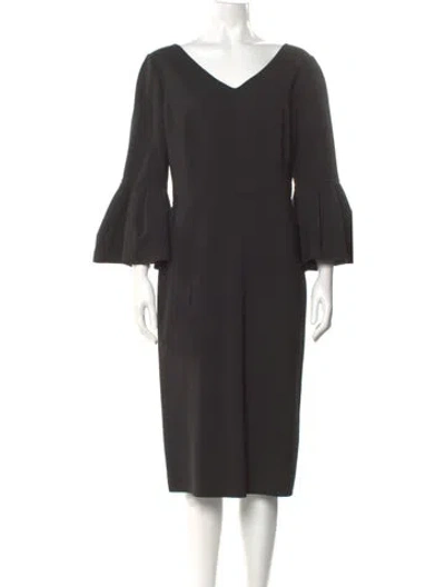 Pre-owned Carolina Herrera Virgin Wool Midi Length Dress In Gray