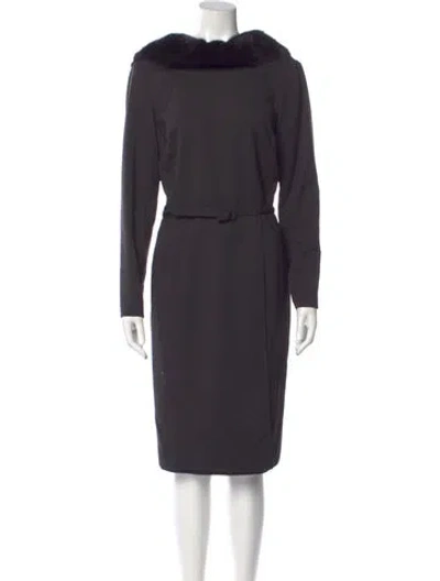Pre-owned Carolina Herrera Virgin Wool Midi Length Dress In Gray