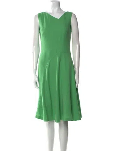 Pre-owned Carolina Herrera Virgin Wool Midi Length Dress In Green