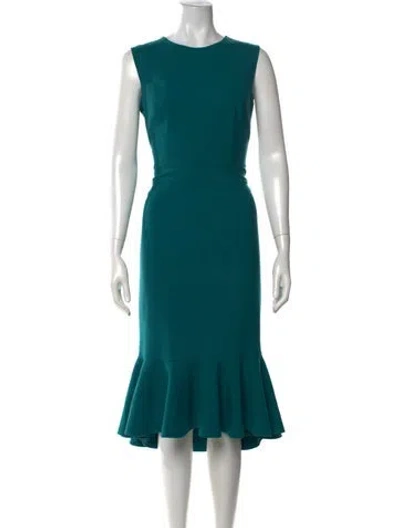 Pre-owned Carolina Herrera Virgin Wool Midi Length Dress In Green