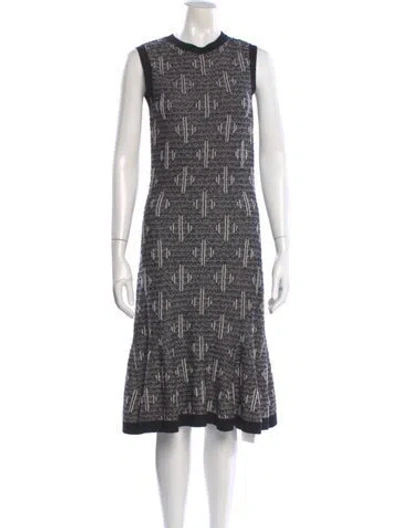 Pre-owned Carolina Herrera Virgin Wool Midi Length Dress In Multi