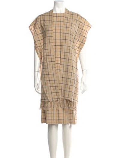 Pre-owned Carolina Herrera Virgin Wool Midi Length Dress In Neutral