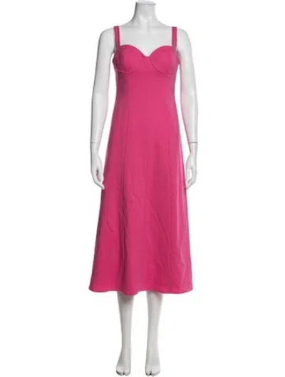 Pre-owned Carolina Herrera Virgin Wool Midi Length Dress In Pink