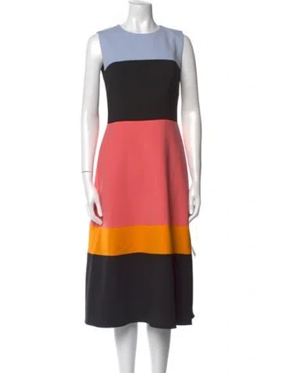 Pre-owned Carolina Herrera Virgin Wool Midi Length Dress In Red