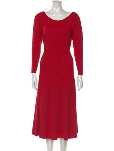 Pre-owned Carolina Herrera Virgin Wool Midi Length Dress In Red
