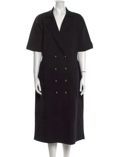 Pre-owned Carolina Herrera Virgin Wool Midi Length Dress W/ Tags In Black