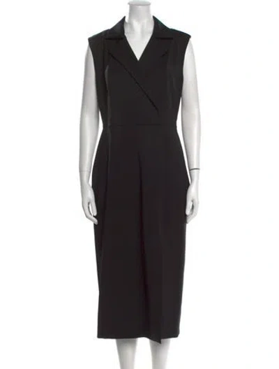 Pre-owned Carolina Herrera Virgin Wool Midi Length Dress W/ Tags In Black