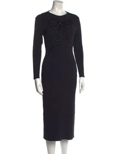 Pre-owned Carolina Herrera Virgin Wool Midi Length Dress W/ Tags In Black