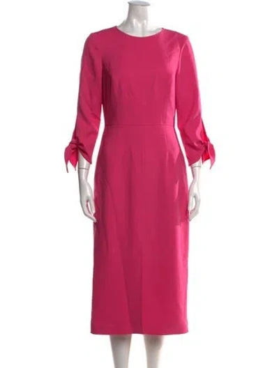 Pre-owned Carolina Herrera Virgin Wool Midi Length Dress W/ Tags In Pink