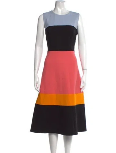 Pre-owned Carolina Herrera Virgin Wool Midi Length Dress W/ Tags In Red